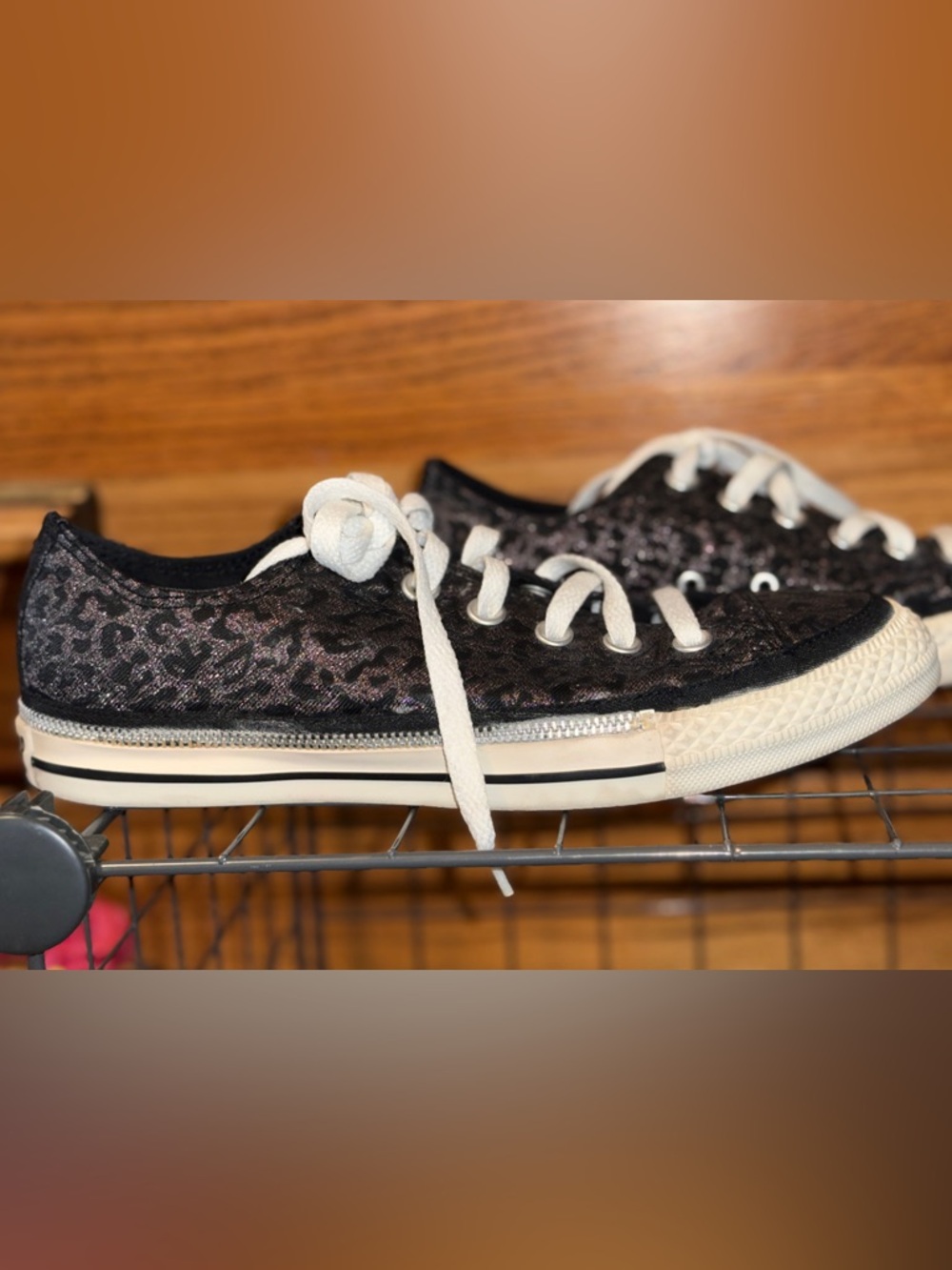 Converse All-Star Chucks Sparkle Leopard-Print Low-Top Sneakers (W8/M6) - Picture 10 of 15